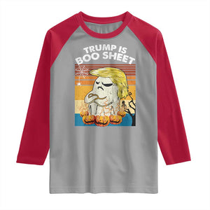 Funny Trump Is Boo Sheet Raglan Shirt Ghost Retro Halloween Ghost Custome TS10 Sport Gray Red Print Your Wear
