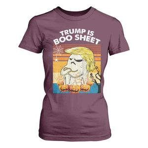 Funny Trump Is Boo Sheet T Shirt For Women Ghost Retro Halloween Ghost Custome TS10 Maroon Print Your Wear