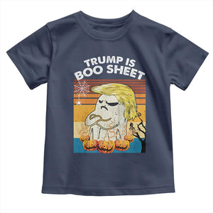 Funny Trump Is Boo Sheet Toddler T Shirt Ghost Retro Halloween Ghost Custome TS10 Navy Print Your Wear