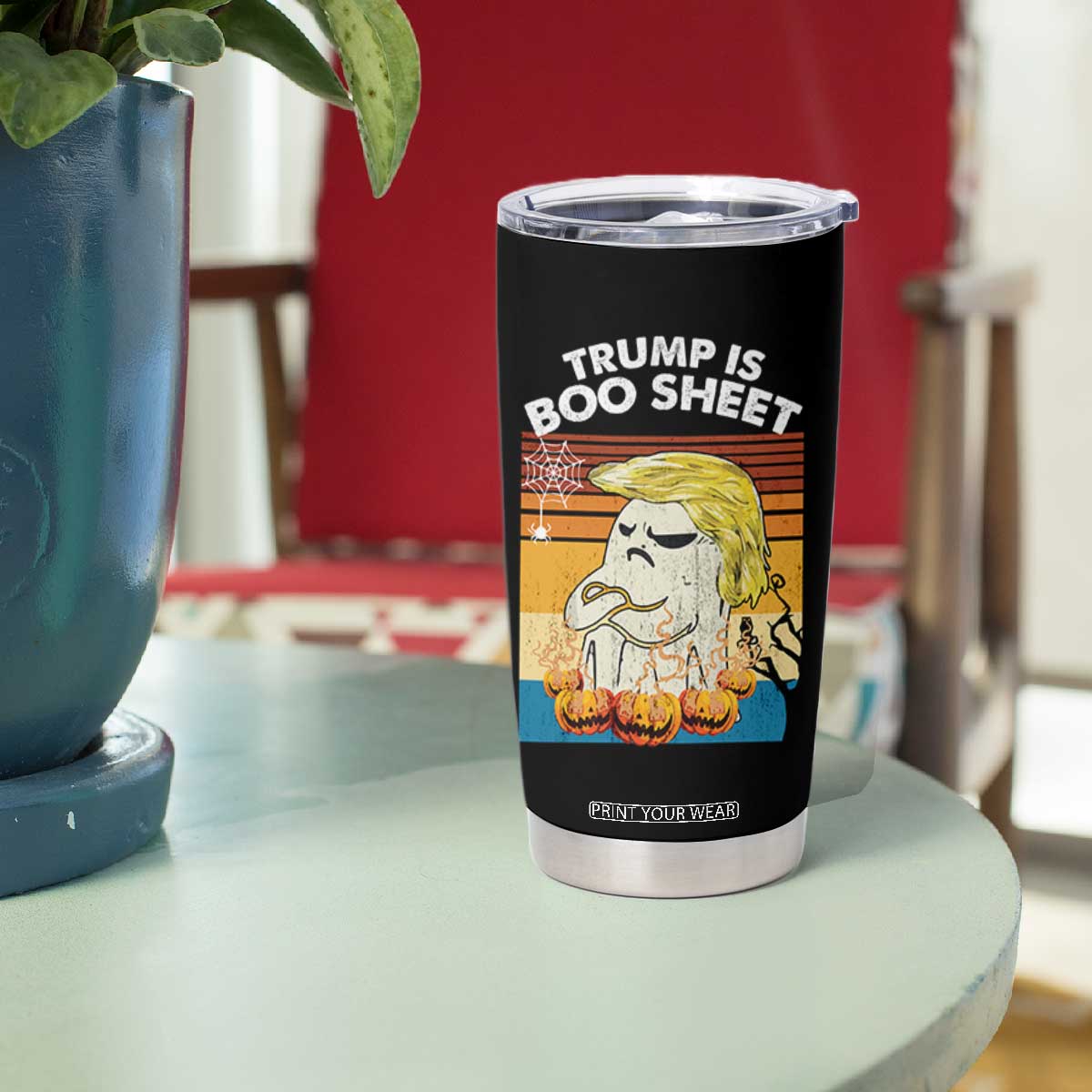 Funny Trump Is Boo Sheet Tumbler Cup Ghost Retro Halloween Ghost Custome - Print Your Wear
