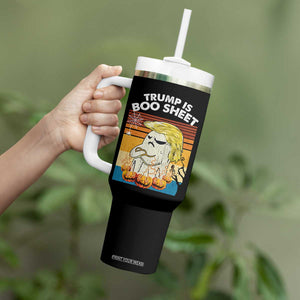 Funny Trump Is Boo Sheet Tumbler With Handle Ghost Retro Halloween Ghost Custome TS10 Print Your Wear