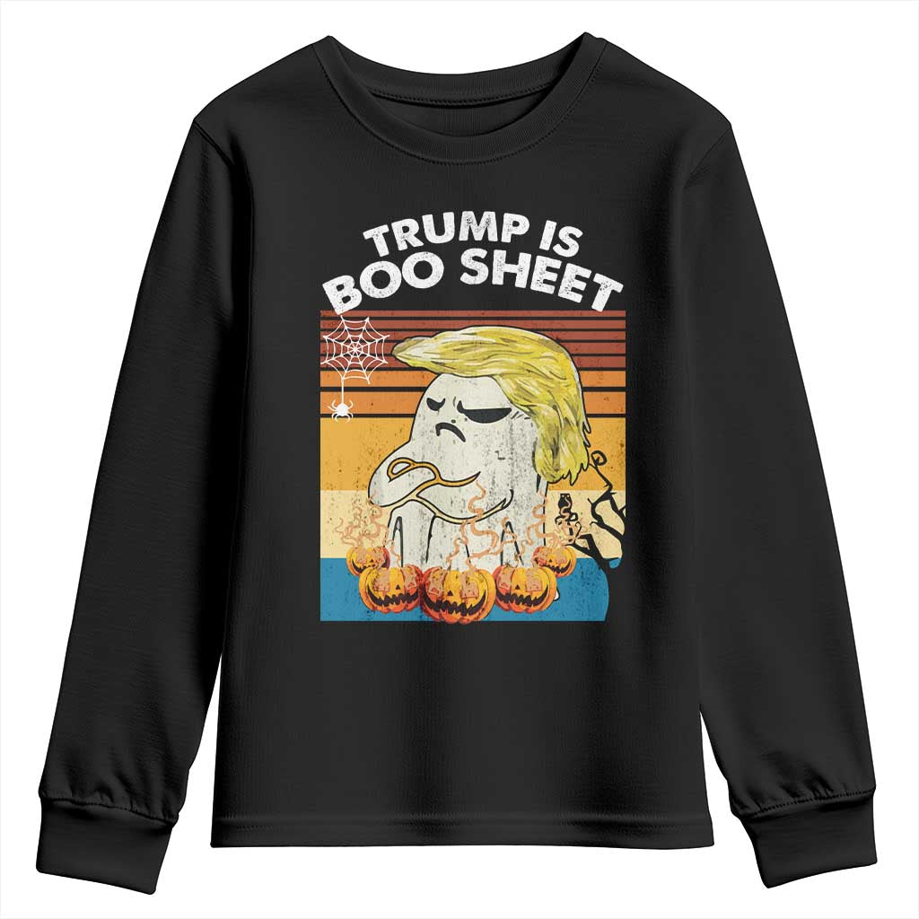 Funny Trump Is Boo Sheet Youth Sweatshirt Ghost Retro Halloween Ghost Custome TS10 Black Print Your Wear