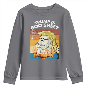 Funny Trump Is Boo Sheet Youth Sweatshirt Ghost Retro Halloween Ghost Custome TS10 Charcoal Print Your Wear