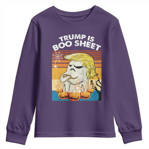 Funny Trump Is Boo Sheet Youth Sweatshirt Ghost Retro Halloween Ghost Custome TS10 Purple Print Your Wear