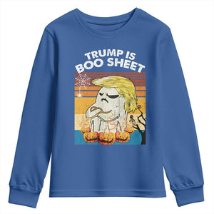 Funny Trump Is Boo Sheet Youth Sweatshirt Ghost Retro Halloween Ghost Custome TS10 Royal Blue Print Your Wear