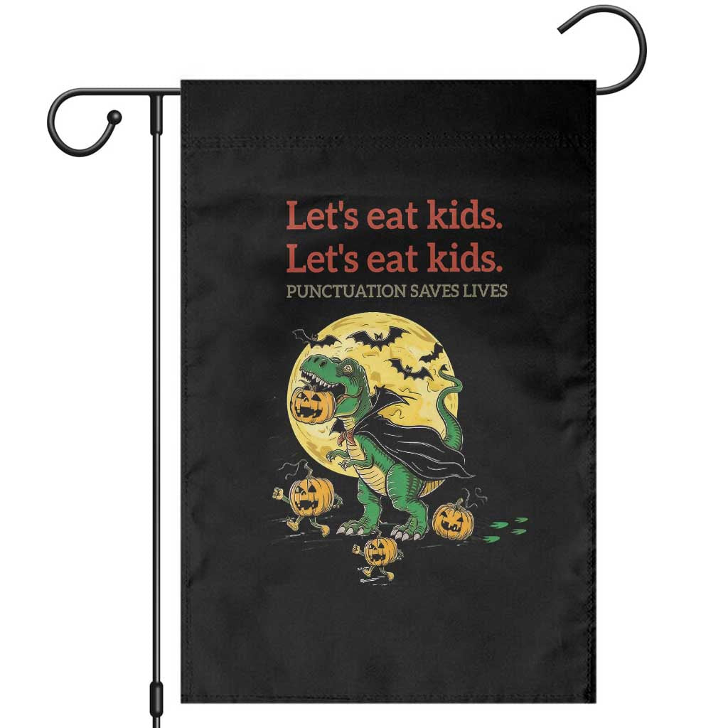 Grammar English Teacher Garden Flag Funny Halloween Dinosaurs Pumpkin Punctuation Saves Lives TS10 Black Print Your Wear