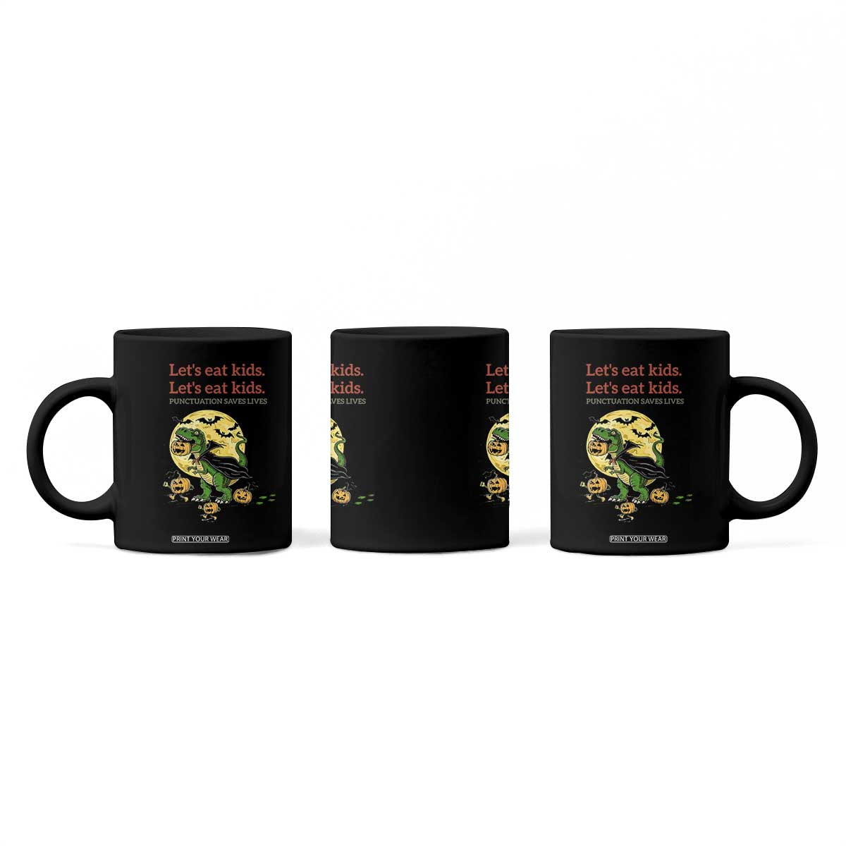 Grammar English Teacher Coffee Mug Funny Halloween Dinosaurs Pumpkin Punctuation Saves Lives TS10 Print Your Wear