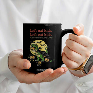 Grammar English Teacher Coffee Mug Funny Halloween Dinosaurs Pumpkin Punctuation Saves Lives TS10 Print Your Wear