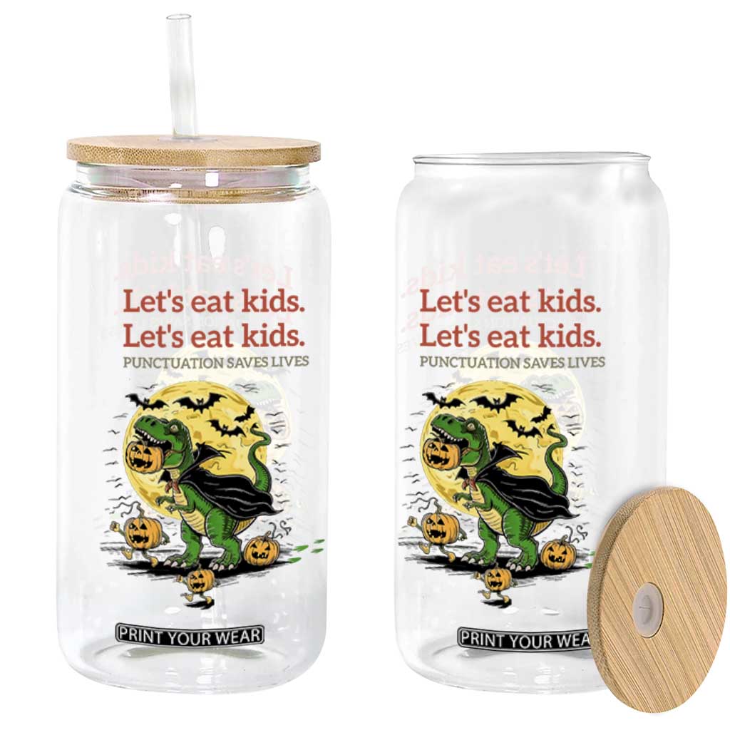Grammar English Teacher Glass Can Funny Halloween Dinosaurs Pumpkin Punctuation Saves Lives TS10 Print Your Wear