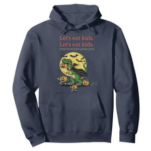 Grammar English Teacher Hoodie Funny Halloween Dinosaurs Pumpkin Punctuation Saves Lives TS10 Navy Print Your Wear