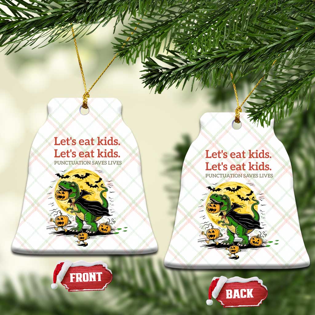 Grammar English Teacher Ceramic Ornament Funny Halloween Dinosaurs Pumpkin Punctuation Saves Lives TS10 Print Your Wear