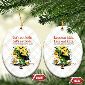 Grammar English Teacher Ceramic Ornament Funny Halloween Dinosaurs Pumpkin Punctuation Saves Lives TS10 Print Your Wear