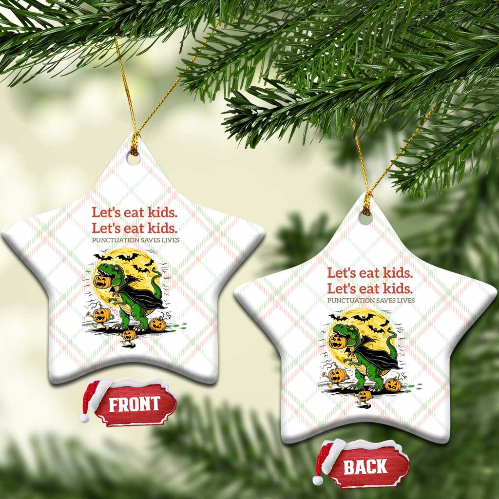Grammar English Teacher Ceramic Ornament Funny Halloween Dinosaurs Pumpkin Punctuation Saves Lives TS10 Print Your Wear