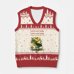 Grammar English Teacher V-Neck Knit Sweater Vest Funny Halloween Dinosaurs Pumpkin Punctuation Saves Lives TS10 Beige Red Print Your Wear