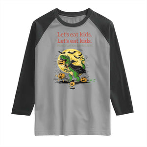 Grammar English Teacher Raglan Shirt Funny Halloween Dinosaurs Pumpkin Punctuation Saves Lives TS10 Sport Gray Black Print Your Wear