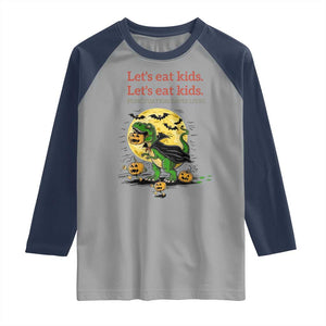 Grammar English Teacher Raglan Shirt Funny Halloween Dinosaurs Pumpkin Punctuation Saves Lives TS10 Sport Gray Navy Print Your Wear