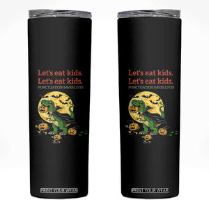 Grammar English Teacher Skinny Tumbler Funny Halloween Dinosaurs Pumpkin Punctuation Saves Lives TS10 Black Print Your Wear