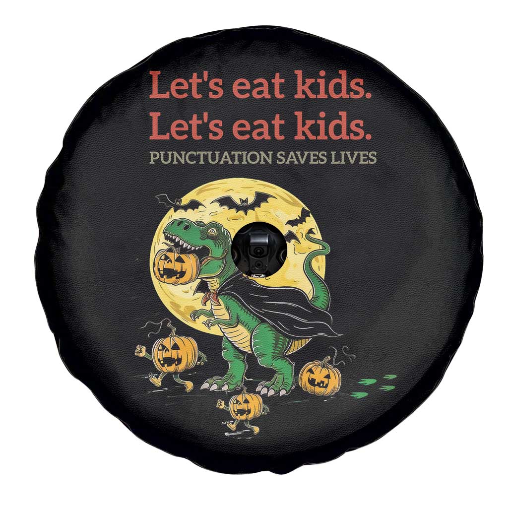 Grammar English Teacher Spare Tire Cover Funny Halloween Dinosaurs Pumpkin Punctuation Saves Lives TS10 Print Your Wear