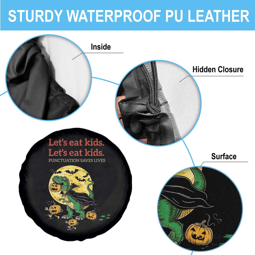 Grammar English Teacher Spare Tire Cover Funny Halloween Dinosaurs Pumpkin Punctuation Saves Lives TS10 Print Your Wear