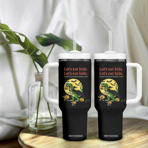 Grammar English Teacher Tumbler With Handle Funny Halloween Dinosaurs Pumpkin Punctuation Saves Lives TS10 Print Your Wear