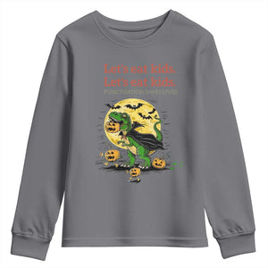 Grammar English Teacher Youth Sweatshirt Funny Halloween Dinosaurs Pumpkin Punctuation Saves Lives TS10 Charcoal Print Your Wear