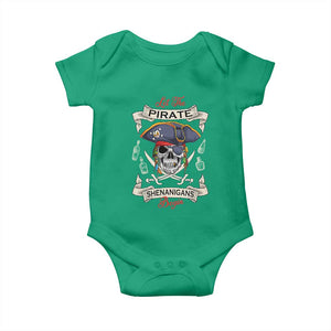 Skull Pirate Let The Pirate Shenanigans Begin Baby Onesie Halloween Crossbones Freebooter TS10 Irish Green Print Your Wear