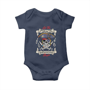 Skull Pirate Let The Pirate Shenanigans Begin Baby Onesie Halloween Crossbones Freebooter TS10 Navy Print Your Wear