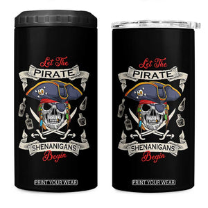 Skull Pirate Let The Pirate Shenanigans Begin 4 in 1 Can Cooler Tumbler Halloween Crossbones Freebooter TS10 One Size: 16 oz Black Print Your Wear