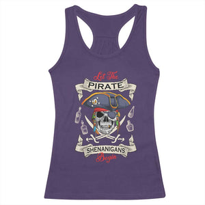Skull Pirate Let The Pirate Shenanigans Begin Racerback Tank Top Halloween Crossbones Freebooter TS10 Purple Print Your Wear