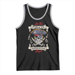 Skull Pirate Let The Pirate Shenanigans Begin Tank Top Halloween Crossbones Freebooter TS10 Black Athletic Heather Print Your Wear