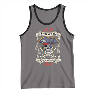 Skull Pirate Let The Pirate Shenanigans Begin Tank Top Halloween Crossbones Freebooter TS10 Deep Heather Black Print Your Wear