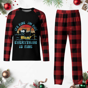 It's Fine I'm Fine Everything Is Fine Funny Cat Plaid Pajama Set Christmas Gift TS10 Buffalo Plaid Print Your Wear