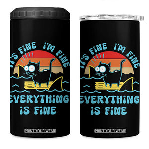 It's Fine I'm Fine Everything Is Fine Funny Cat 4 in 1 Can Cooler Tumbler Christmas Gift TS10 One Size: 16 oz Black Print Your Wear