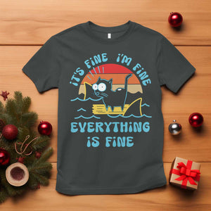 It's Fine I'm Fine Everything Is Fine Funny Cat T Shirt Christmas Gift TS10 Dark Heather Print Your Wear