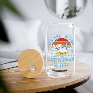 It's Fine I'm Fine Everything Is Fine Funny Cat Glass Can Christmas Gift TS10 Print Your Wear