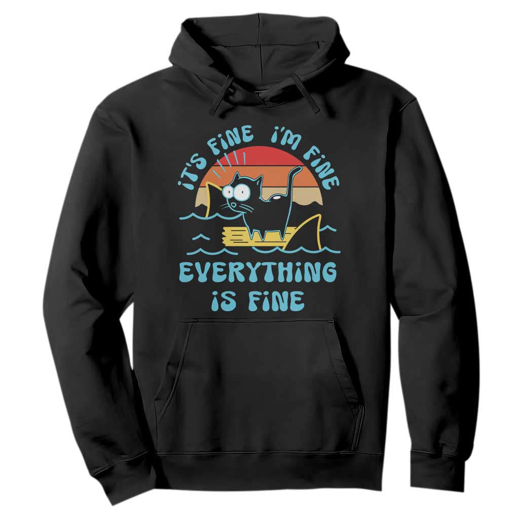 It's Fine I'm Fine Everything Is Fine Funny Cat Hoodie Christmas Gift TS10 Black Print Your Wear