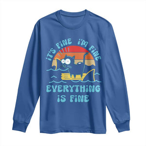 It's Fine I'm Fine Everything Is Fine Funny Cat Long Sleeve Shirt Christmas Gift TS10 Royal Blue Print Your Wear