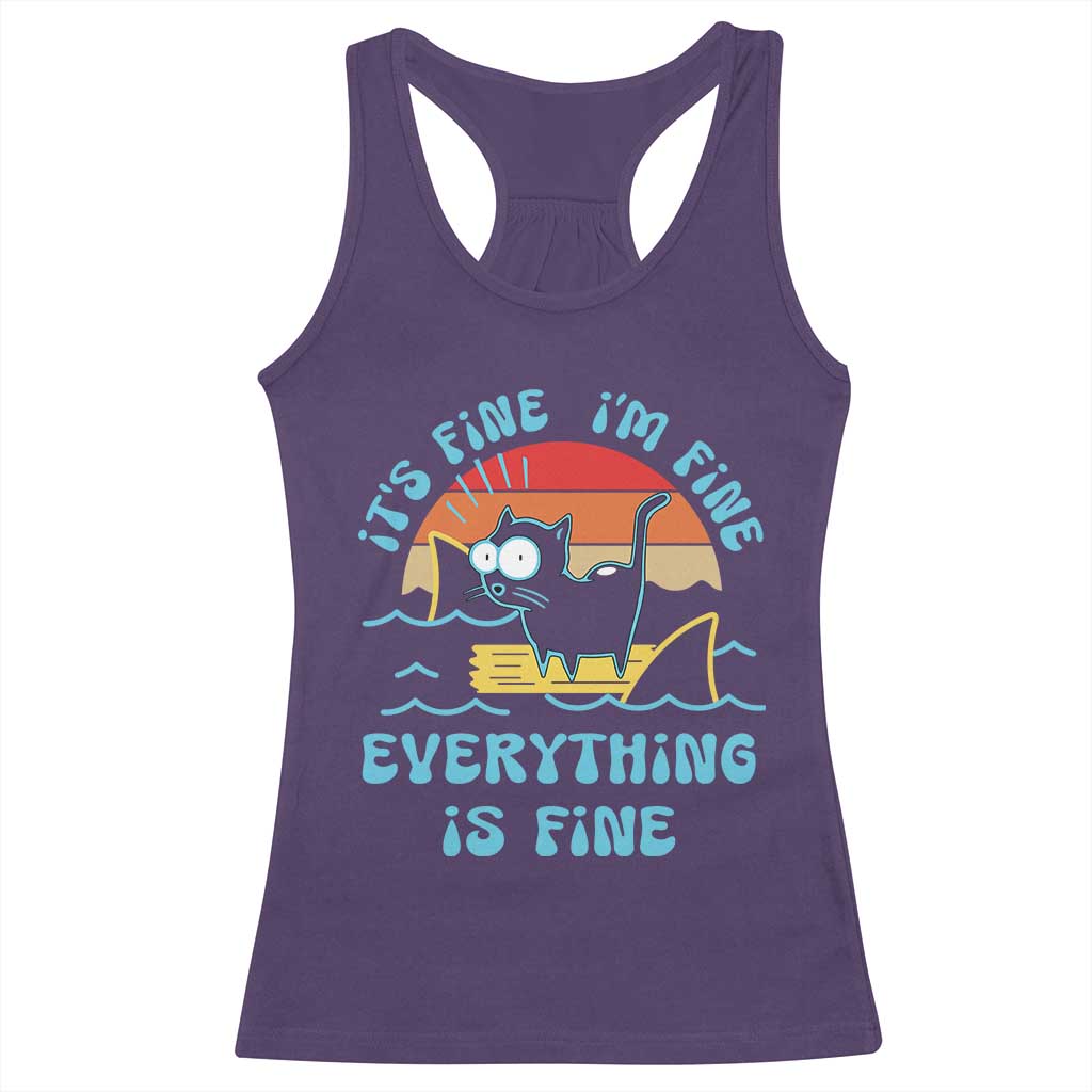It's Fine I'm Fine Everything Is Fine Funny Cat Racerback Tank Top Christmas Gift TS10 Purple Print Your Wear