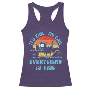 It's Fine I'm Fine Everything Is Fine Funny Cat Racerback Tank Top Christmas Gift TS10 Purple Print Your Wear