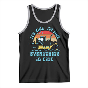 It's Fine I'm Fine Everything Is Fine Funny Cat Tank Top Christmas Gift TS10 Black Athletic Heather Print Your Wear