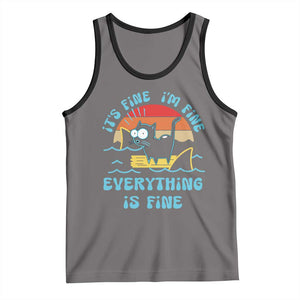 It's Fine I'm Fine Everything Is Fine Funny Cat Tank Top Christmas Gift TS10 Deep Heather Black Print Your Wear