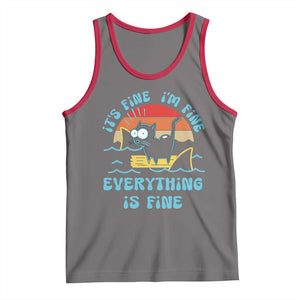 It's Fine I'm Fine Everything Is Fine Funny Cat Tank Top Christmas Gift TS10 Deep Heather Red Print Your Wear