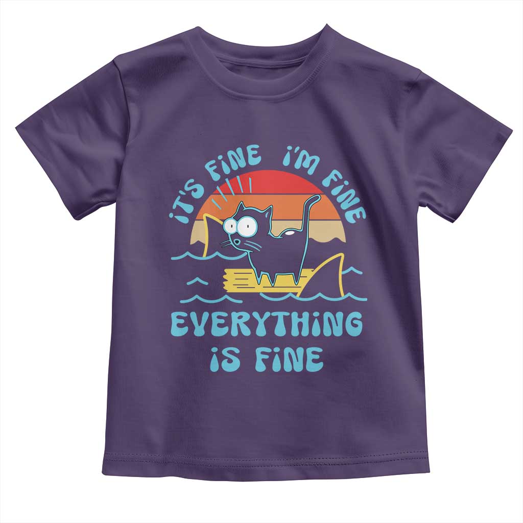 It's Fine I'm Fine Everything Is Fine Funny Cat Toddler T Shirt Christmas Gift TS10 Purple Print Your Wear