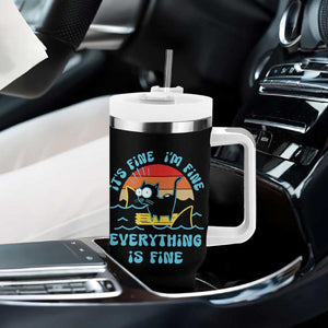 It's Fine I'm Fine Everything Is Fine Funny Cat Tumbler With Handle Christmas Gift TS10 Print Your Wear
