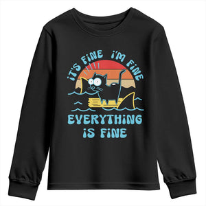 It's Fine I'm Fine Everything Is Fine Funny Cat Youth Sweatshirt Christmas Gift TS10 Black Print Your Wear