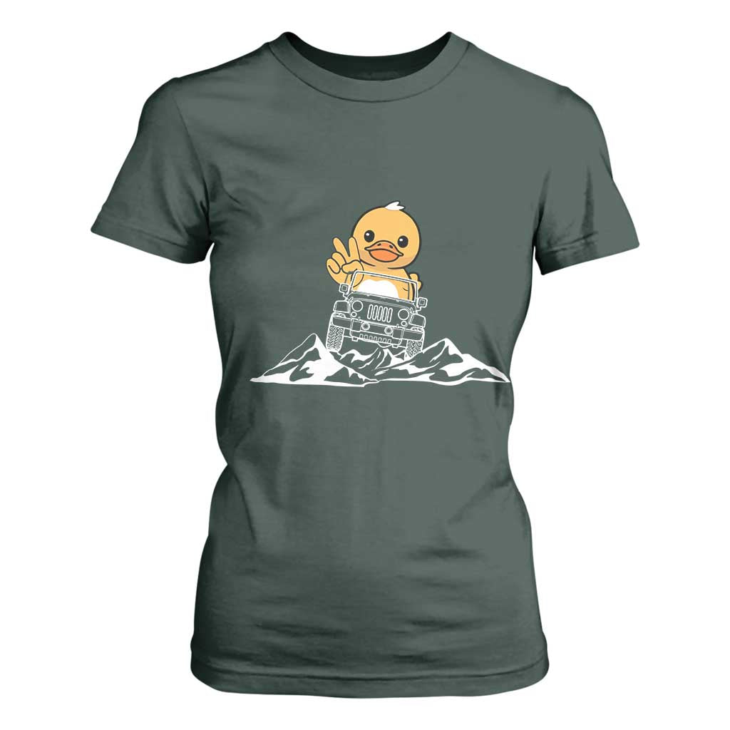 Duck Offroad Car T Shirt For Women Funny Off Roading ATV Off Road TS10 Dark Forest Green Print Your Wear