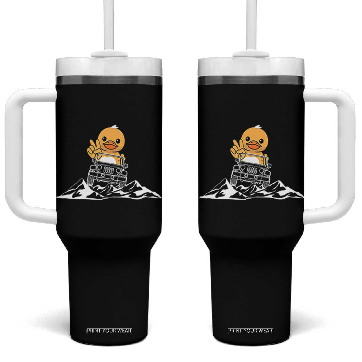 Duck Offroad Car Tumbler With Handle Funny Off Roading ATV Off Road TS10 One Size: 40 oz Black Print Your Wear