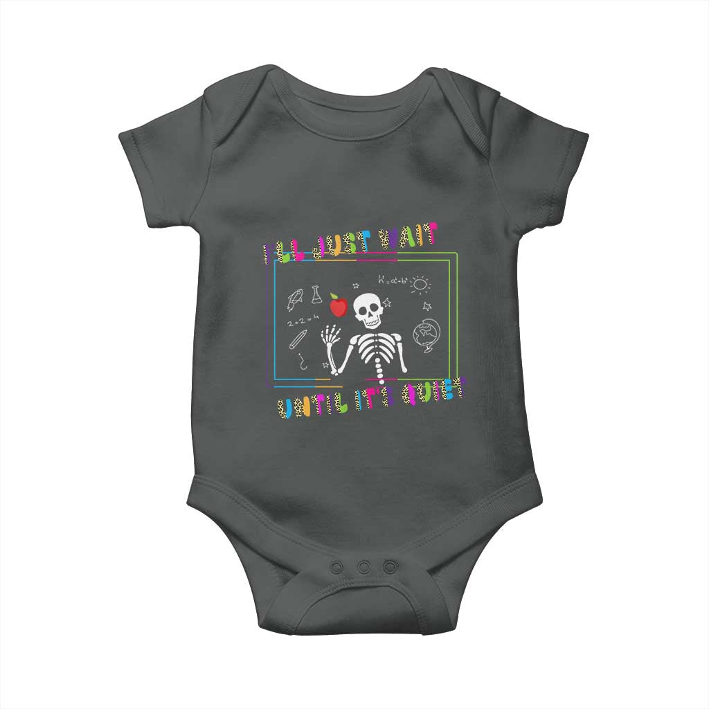 Funny Teacher Baby Onesie I'll Just Wait Until It's Quiet Leopard Teachers Skeleton TS10 Dark Heather Print Your Wear