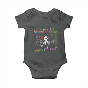 Funny Teacher Baby Onesie I'll Just Wait Until It's Quiet Leopard Teachers Skeleton TS10 Dark Heather Print Your Wear