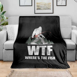 WTF Where's The Fish Throw Blanket Funny Fishing Gifts Bigfoot Sasquatch TS10 Print Your Wear